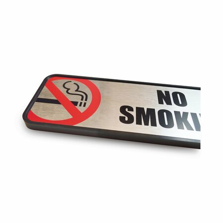 Cosco Office Sign, No Smoking, Brushed, Metal, 9X3, 9" Height, 3" Width, Metal 098207